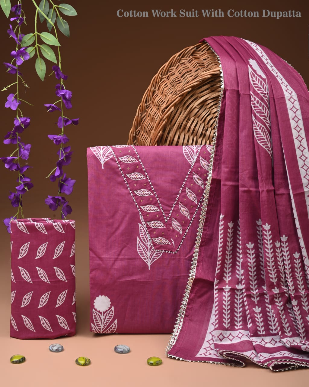 PREMIUM GOTA PATTI COTTON SUIT SET WITH COTTON DUPATTA