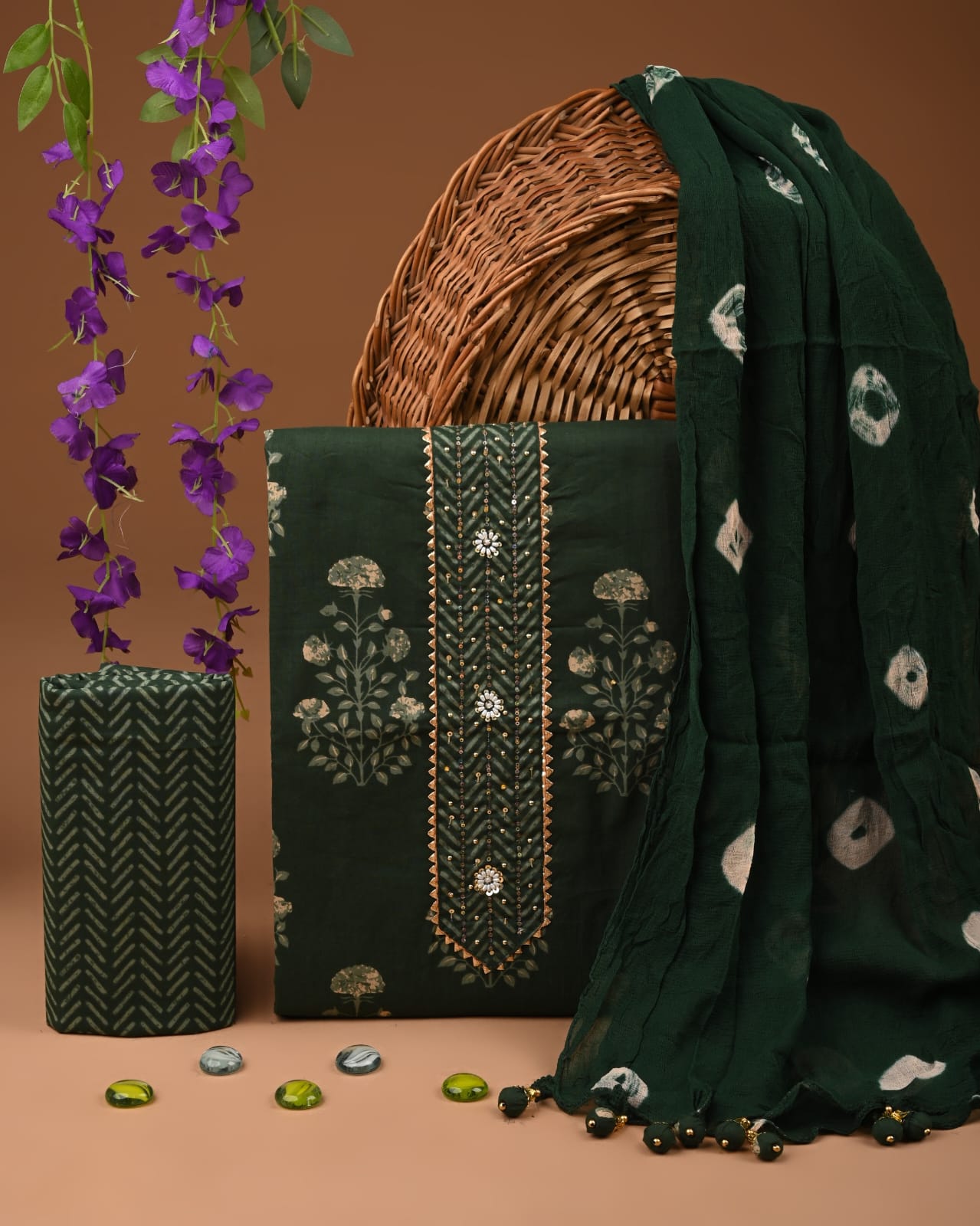 PREMIUM GOTA PATTI COTTON SUIT SET WITH CHIFFON DUPATTA