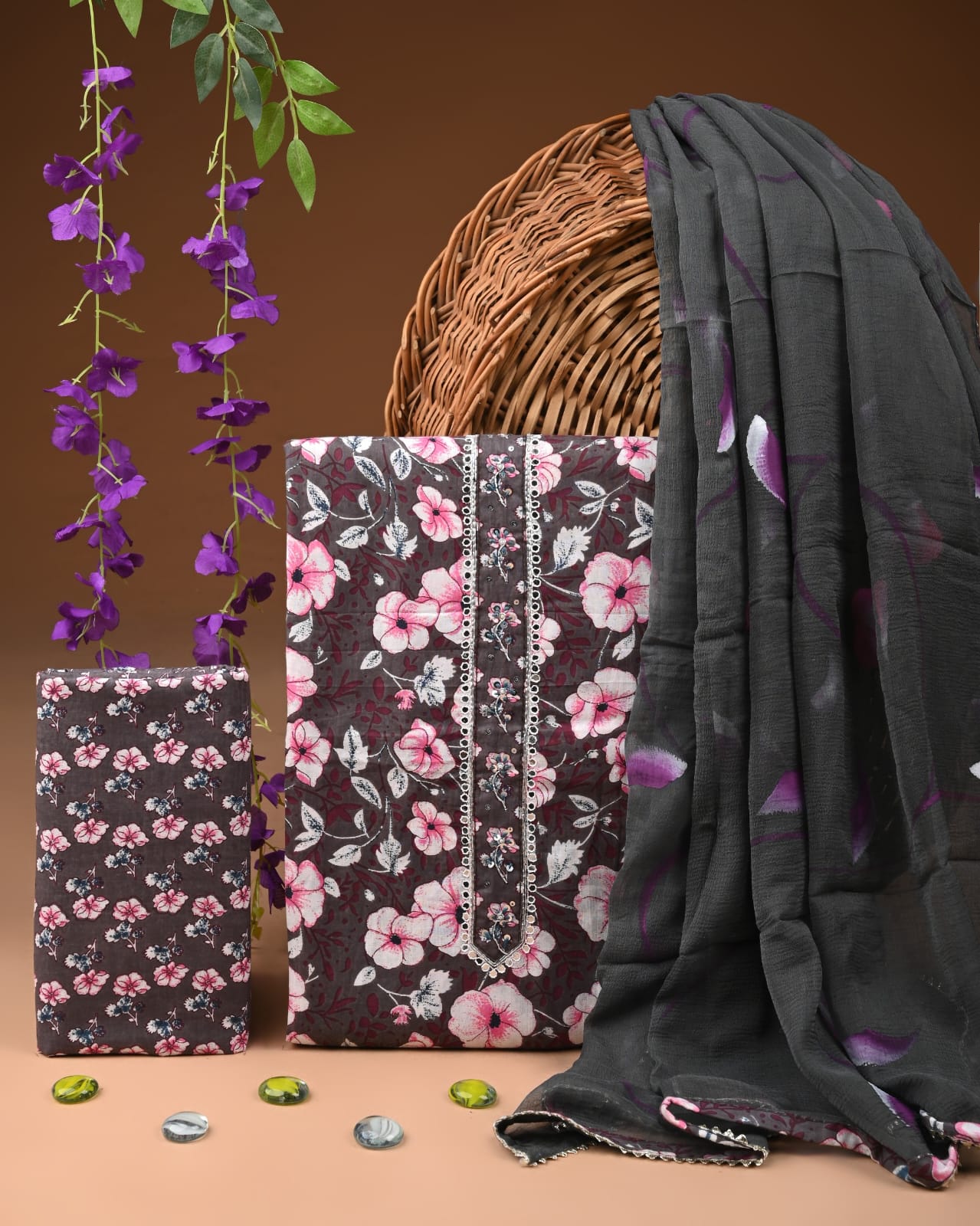 PREMIUM GOTA PATTI COTTON SUIT SET WITH CHIFFON DUPATTA
