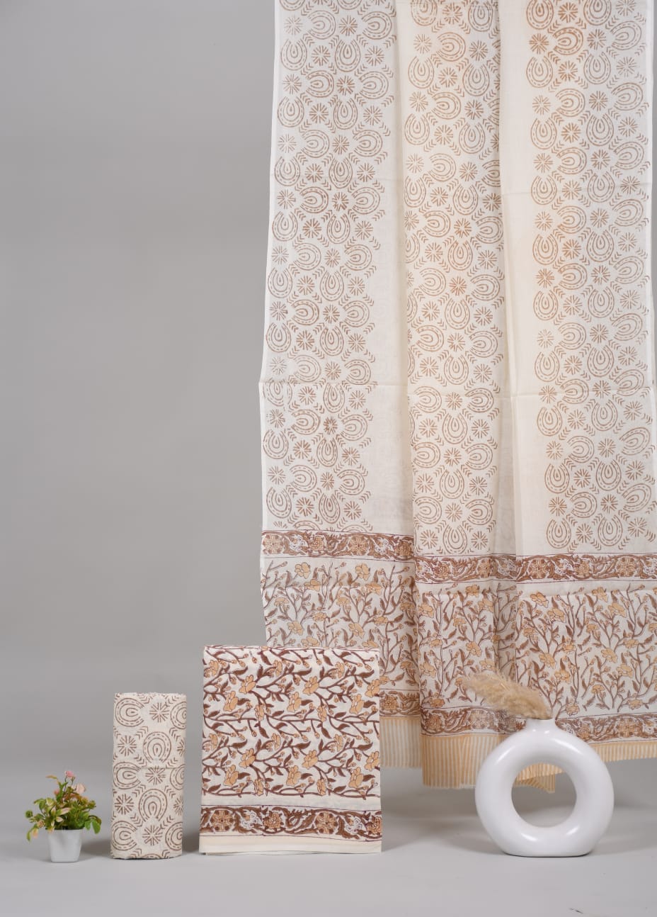 Exclusive Hand Block Cotton Suit With Cotton Dupatta
