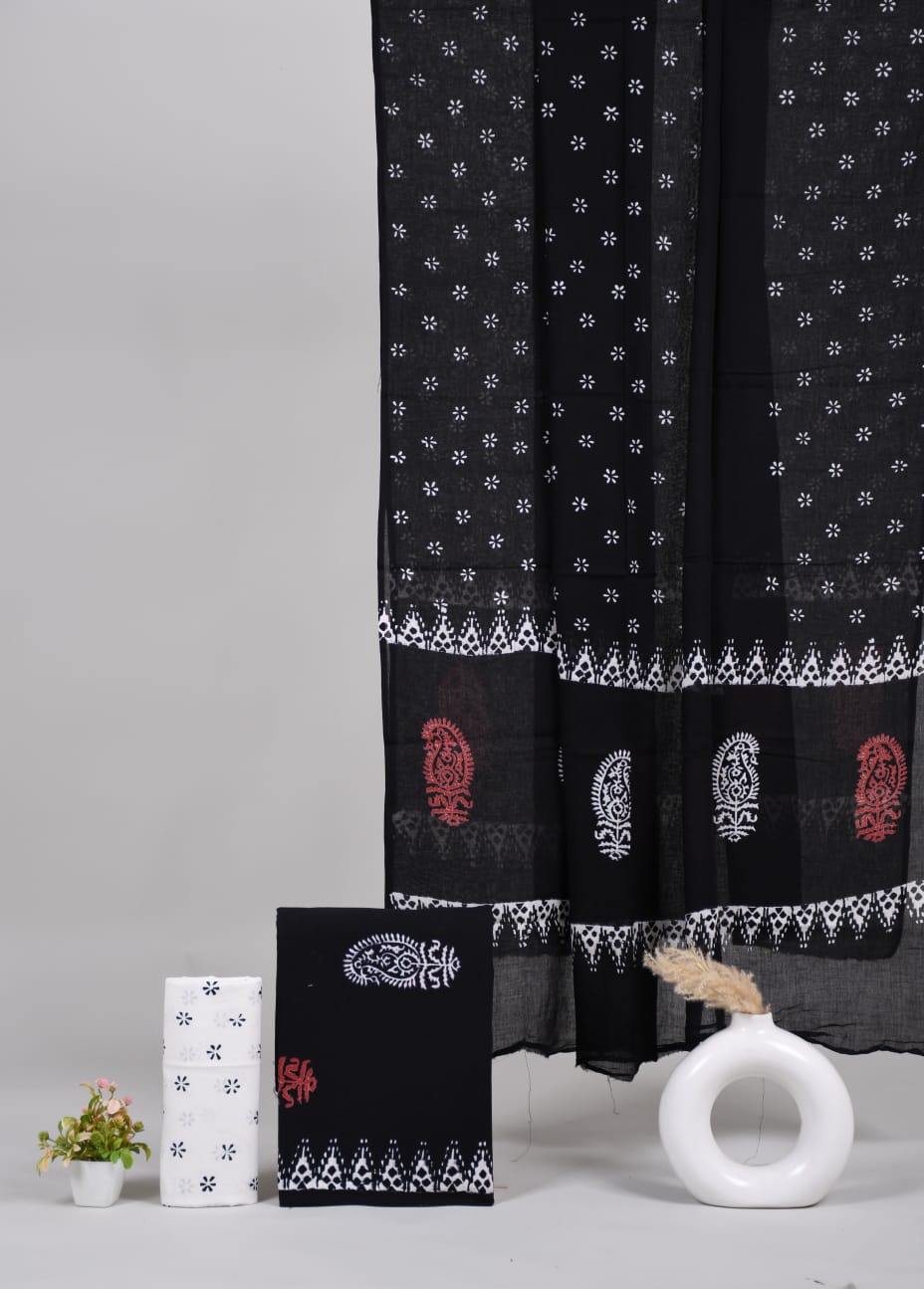 Exclusive Hand Block Cotton Suit With Cotton Dupatta