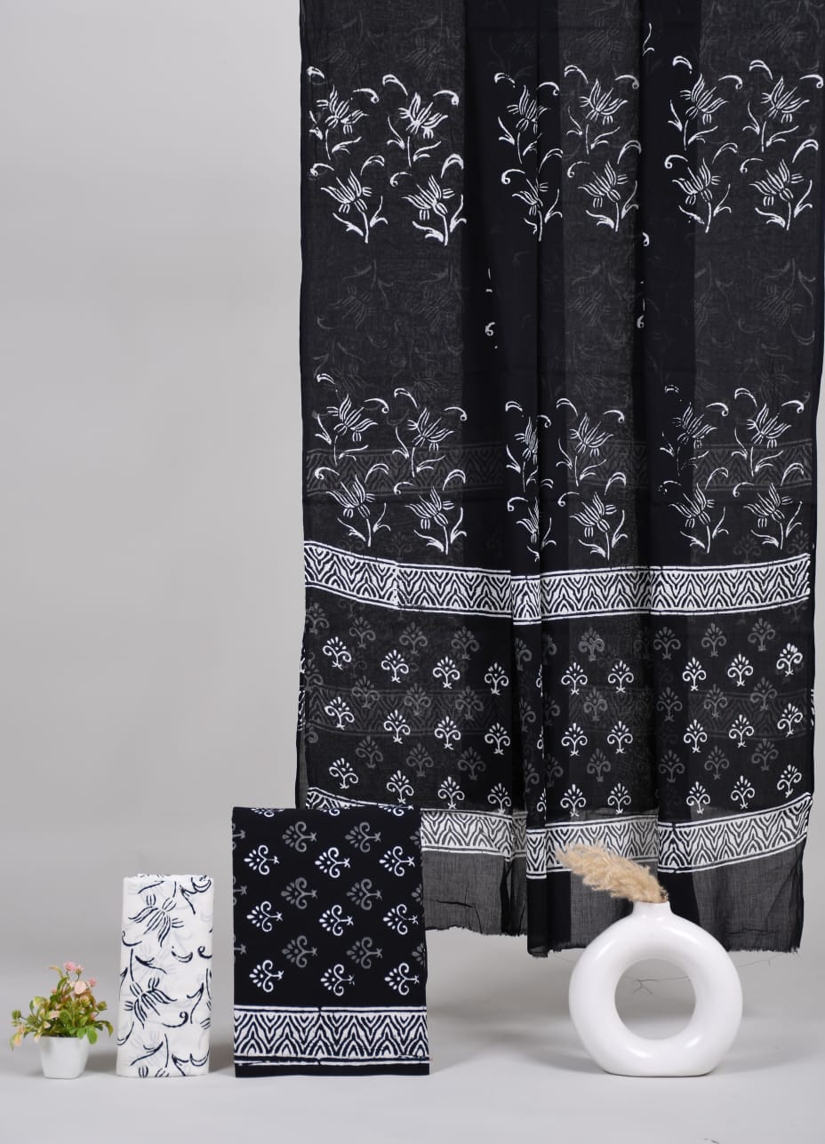 Exclusive Hand Block Cotton Suit With Cotton Dupatta