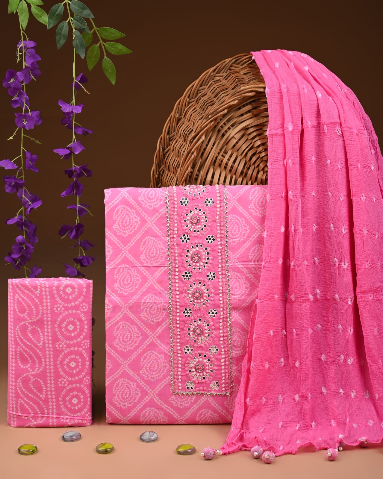 PREMIUM GOTA PATTI COTTON SUIT SET WITH CHIFFON DUPATTA