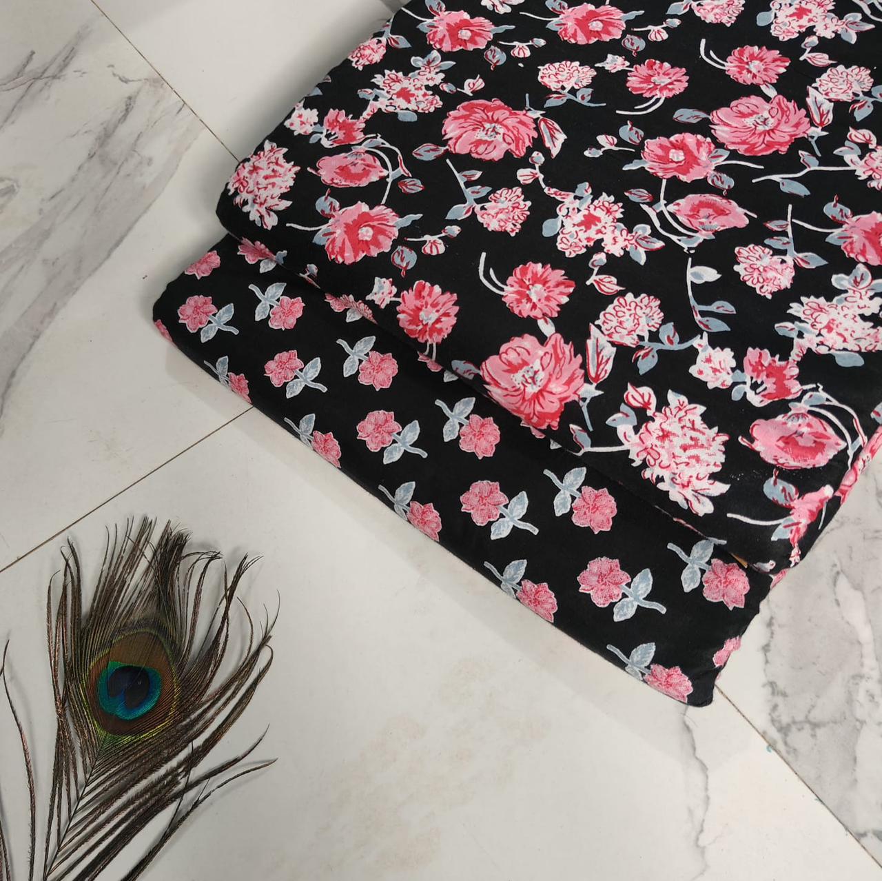 Elegant Hand Block Printed Cotton Top And Bottom Suit Sets