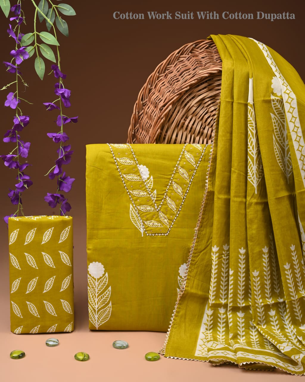 PREMIUM GOTA PATTI COTTON SUIT SET WITH COTTON DUPATTA