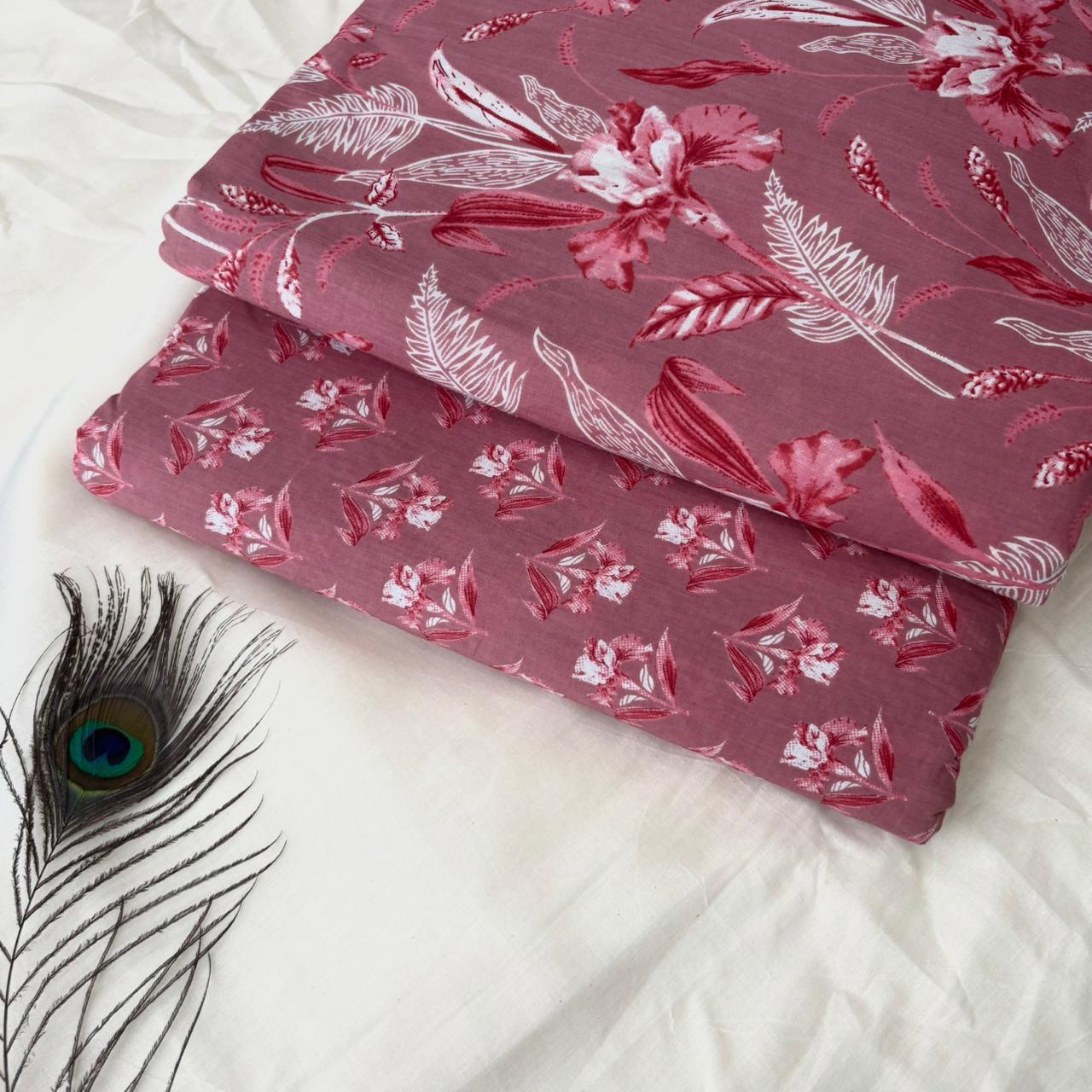 Elegant Hand Block Printed Cotton Top And Bottom Suit Sets