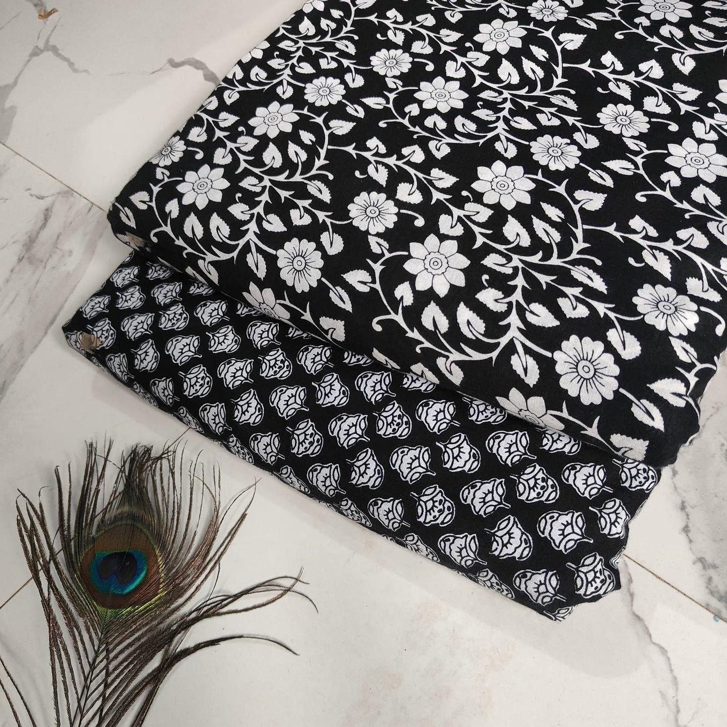 Elegant Hand Block Printed Cotton Top And Bottom Suit Sets