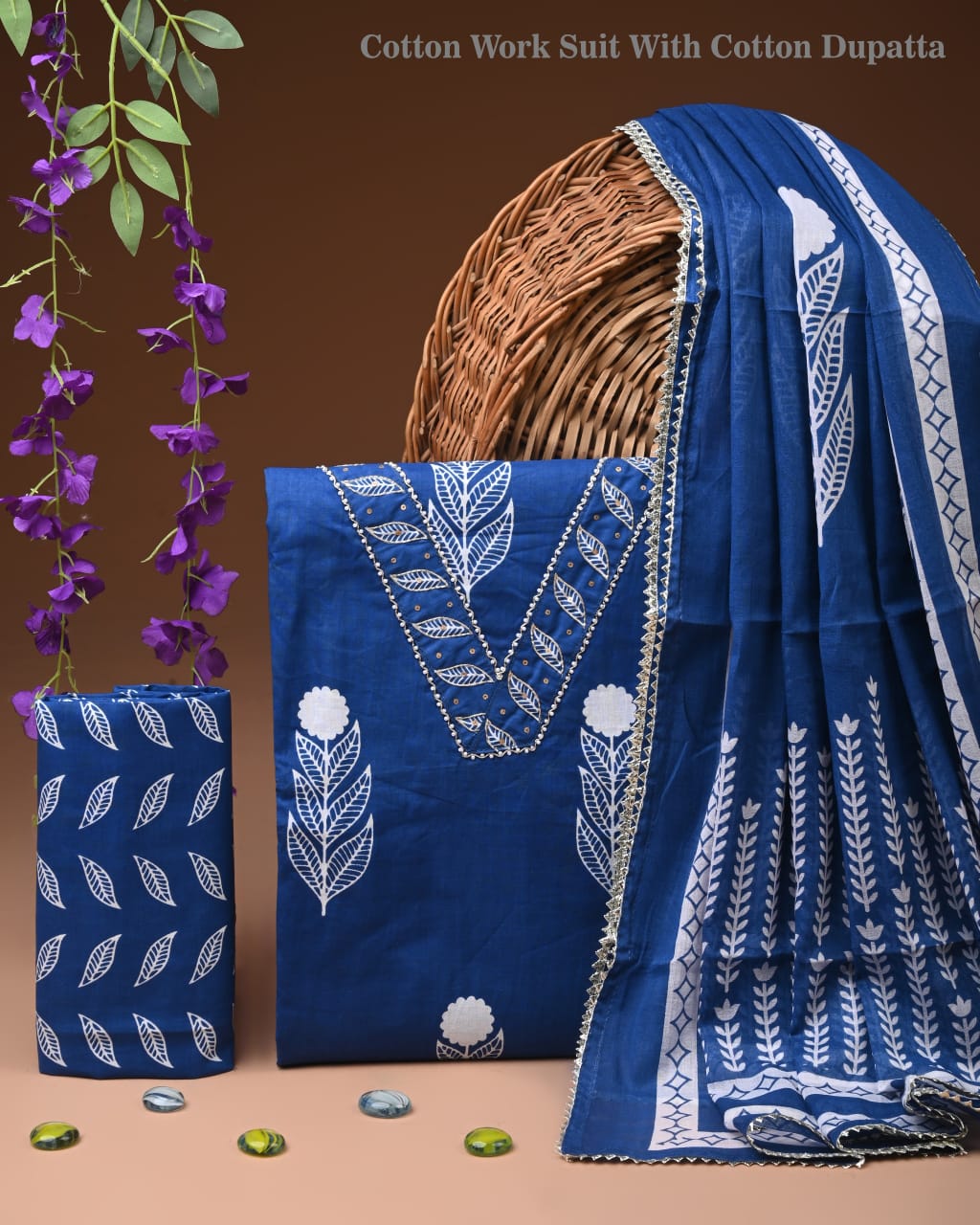 PREMIUM GOTA PATTI COTTON SUIT SET WITH COTTON DUPATTA