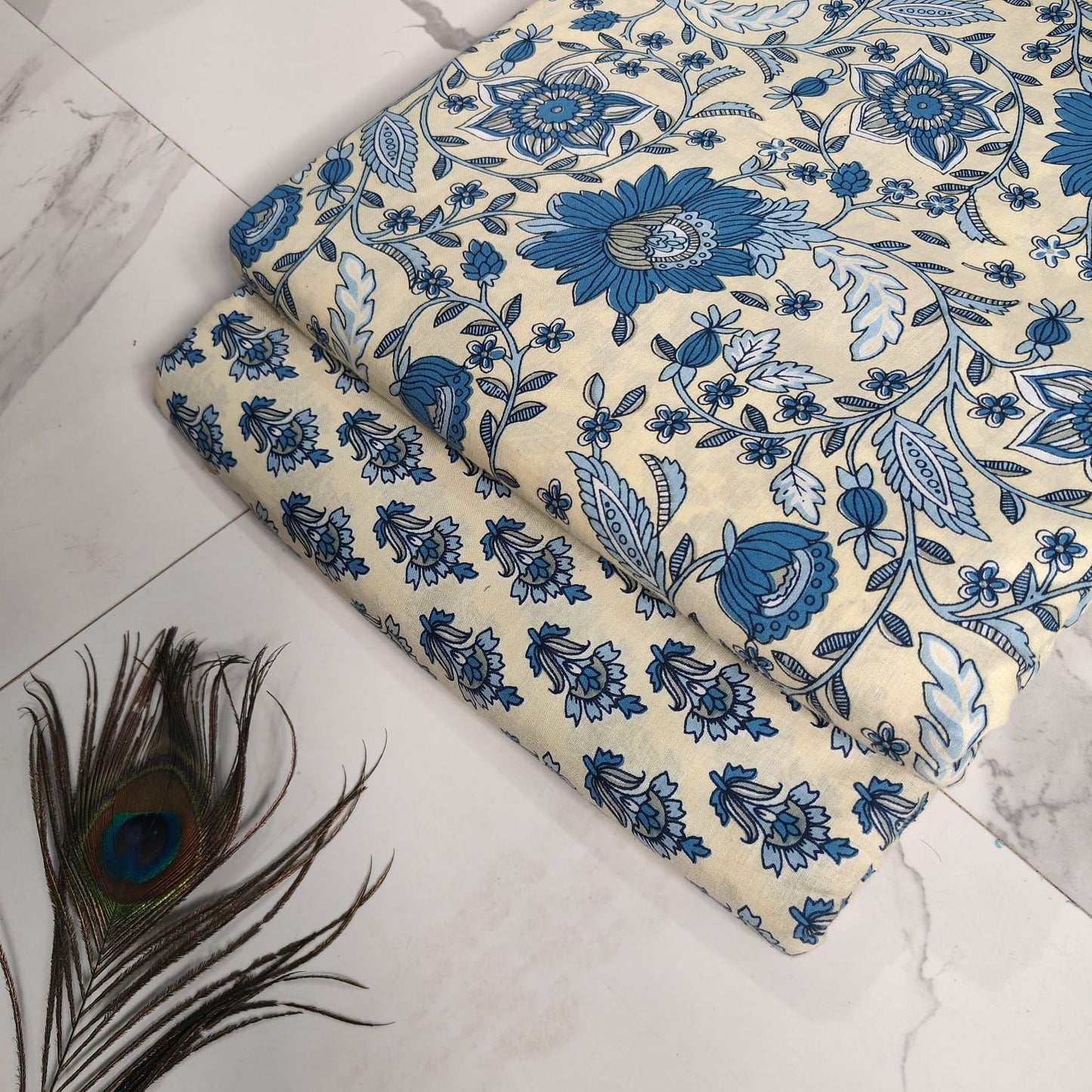 Elegant Hand Block Printed Cotton Top And Bottom Suit Sets