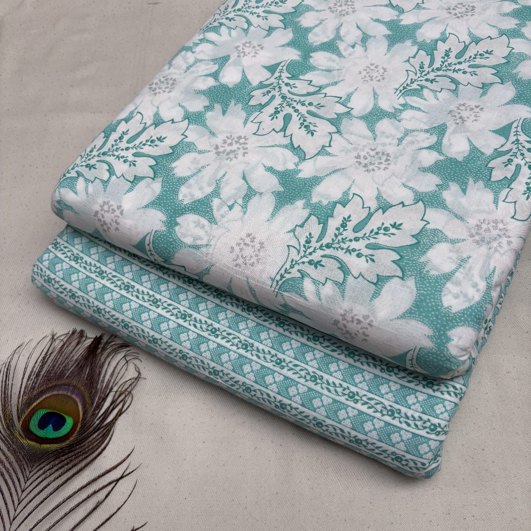 Elegant Hand Block Printed Cotton Top And Bottom Suit Sets