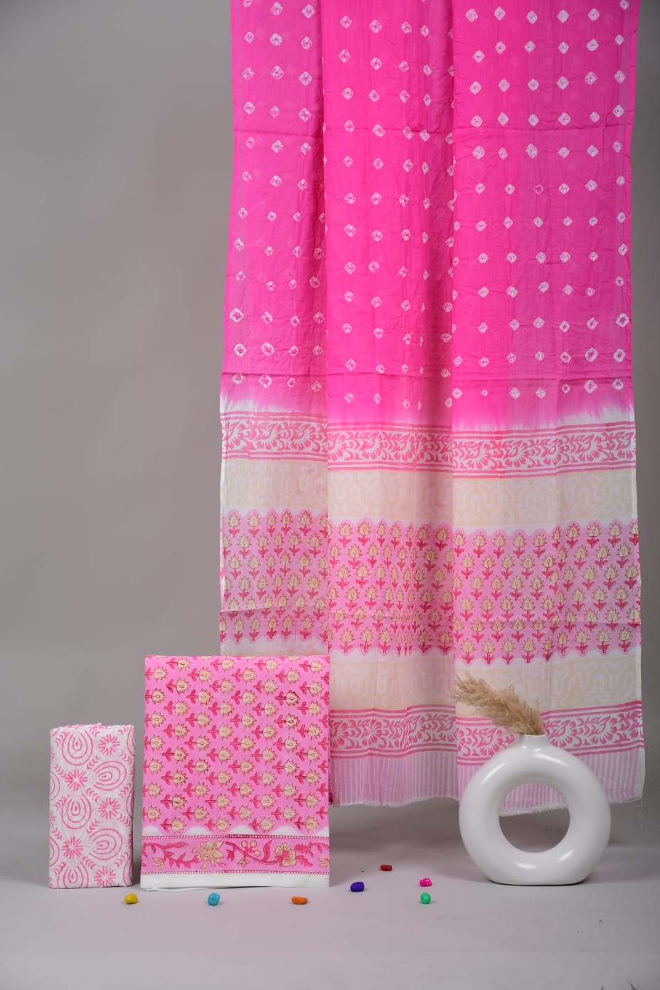 Exclusive Hand Block Cotton Suit With Cotton Dupatta Suit Sets
