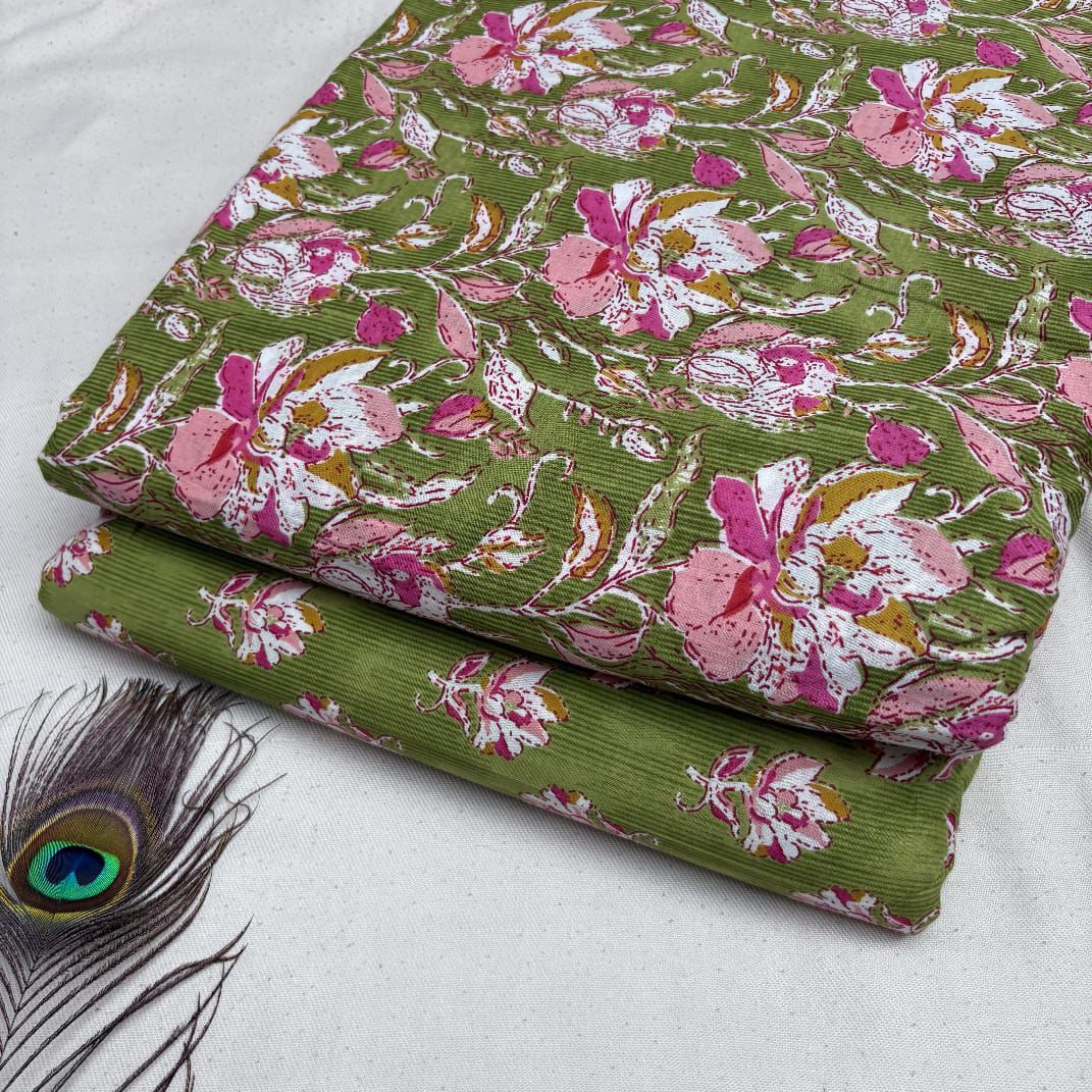 Elegant Hand Block Printed Cotton Top And Bottom Suit Sets