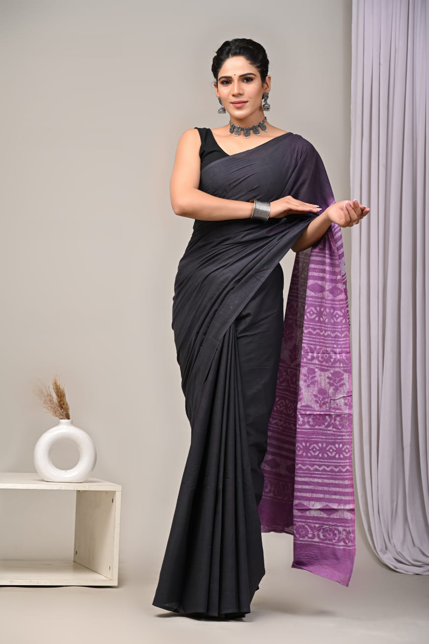 PREMIUM COTTON SAREE WITH BLOUSE PIECE