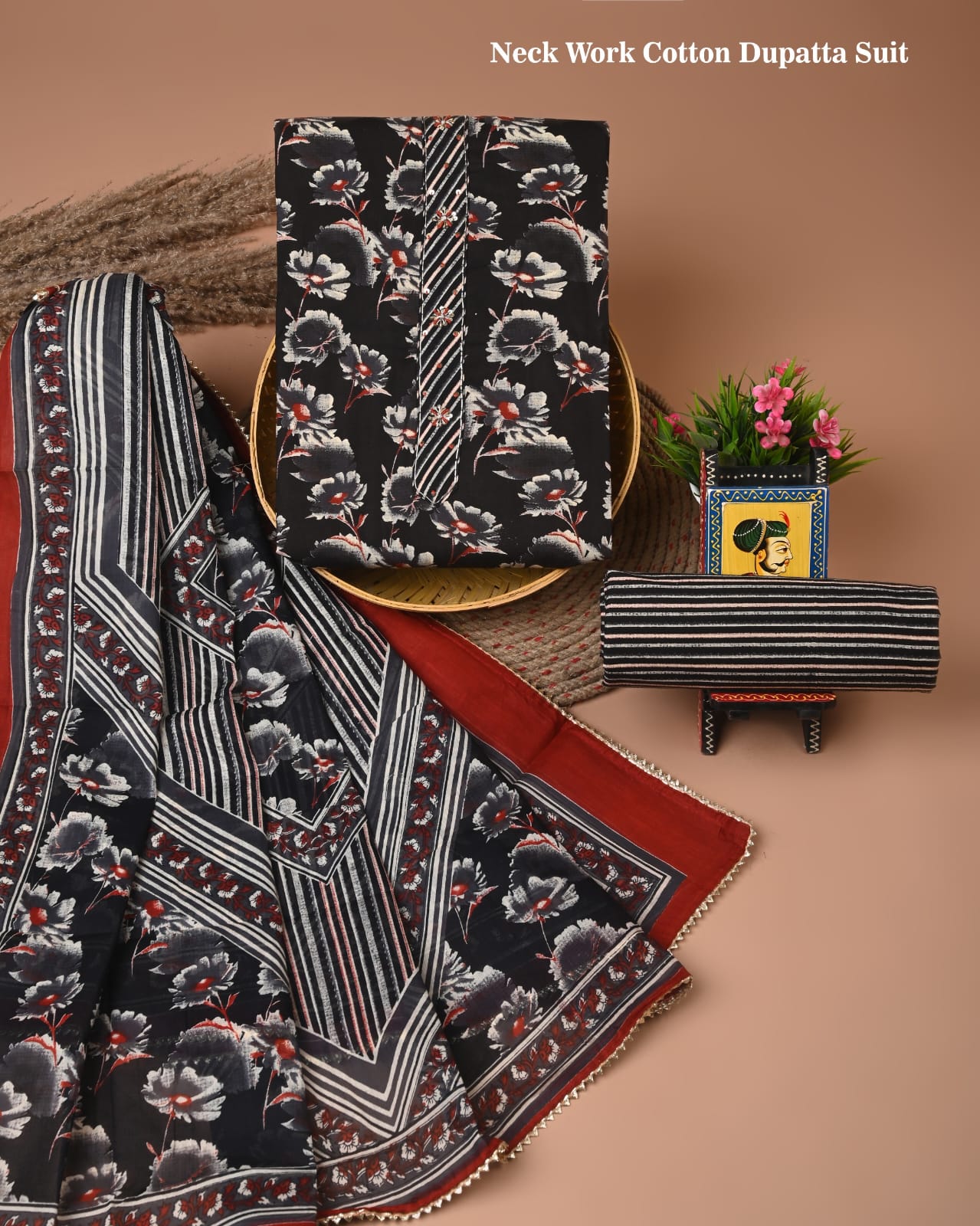 PREMIUM GOTA PATTI COTTON SUIT SET WITH COTTON DUPATTA