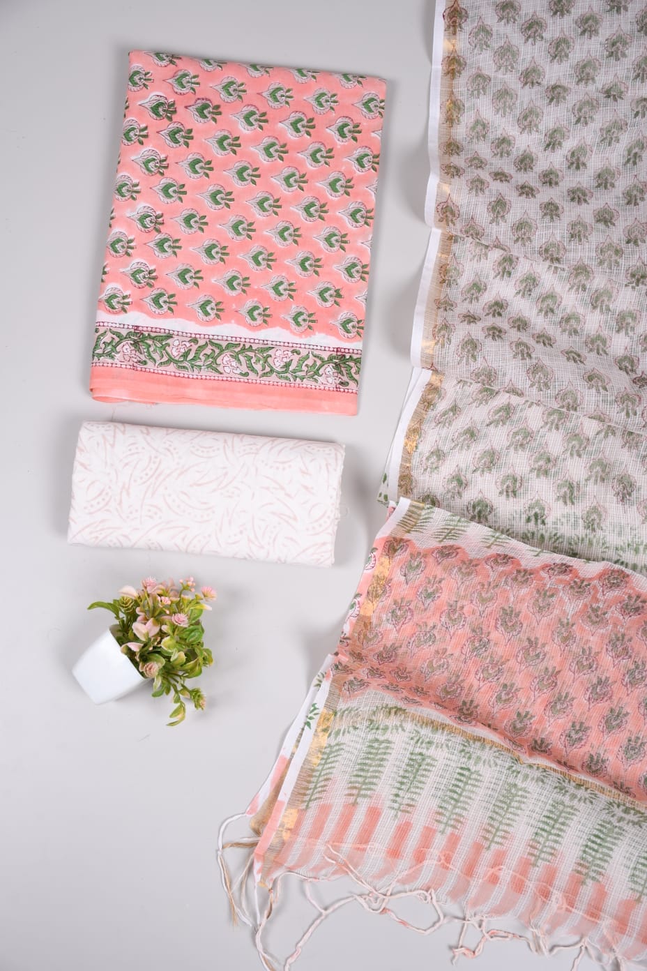 Exclusive Hand Block Cotton Suit With Kota Doriya Dupatta Suits(VKCOTKO44)