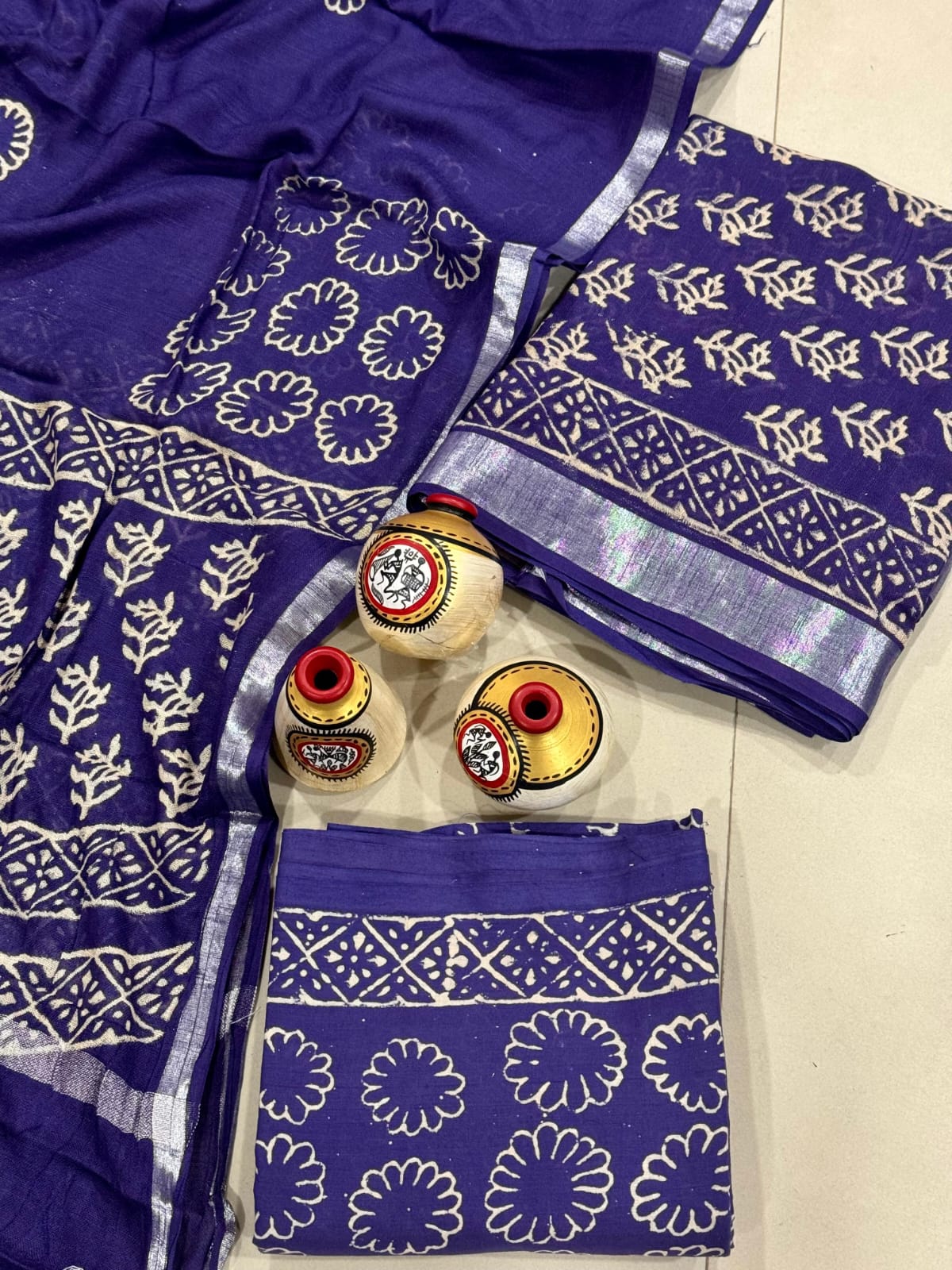 Exclusive Hand Block Linen Suit With Linen Dupatta(VkLS03)