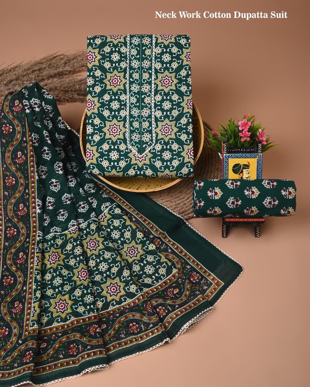 PREMIUM GOTA PATTI COTTON SUIT SET WITH COTTON DUPATTA