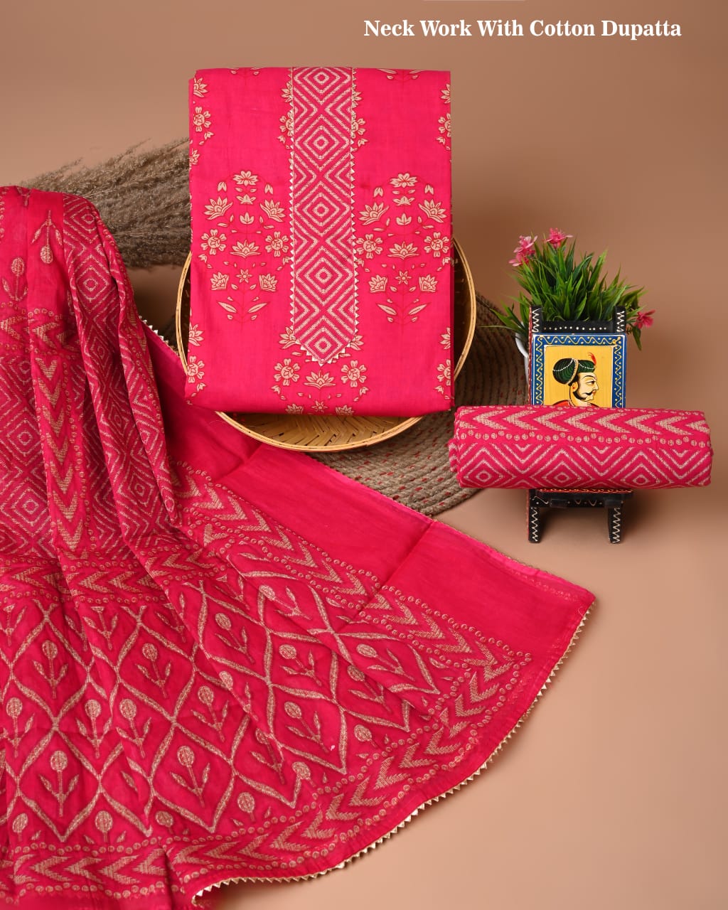 PREMIUM GOTA PATTI COTTON SUIT SET WITH COTTON DUPATTA
