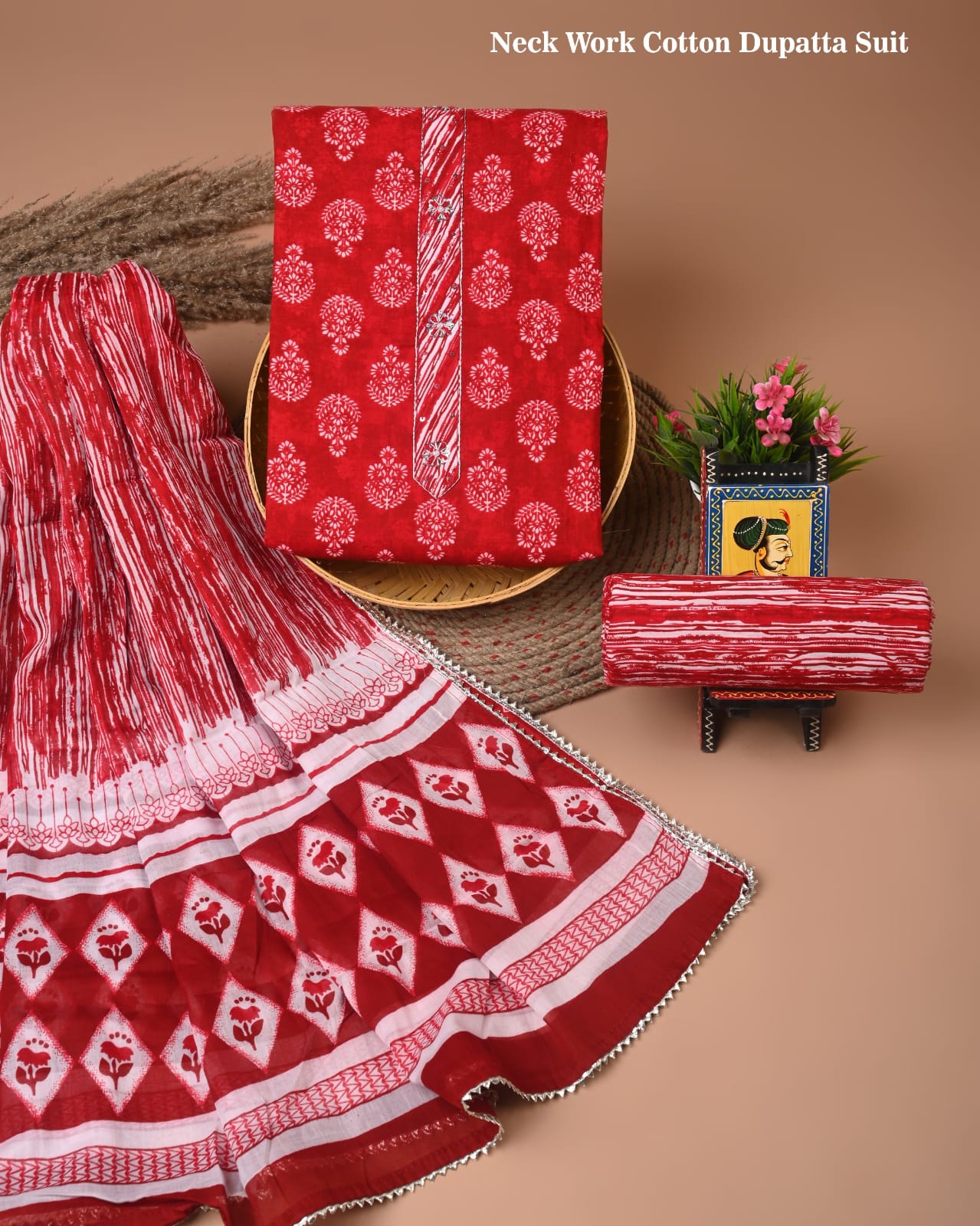 PREMIUM GOTA PATTI COTTON SUIT SET WITH COTTON DUPATTA