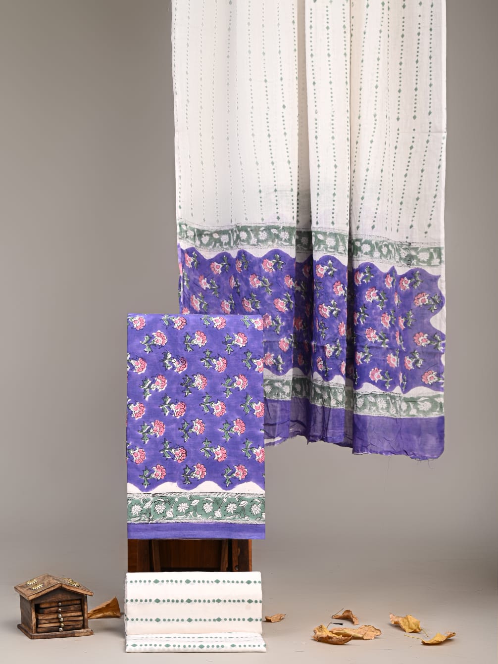 Exclusive Hand Block Cotton Suit With Cotton Dupatta(VKCOT10)