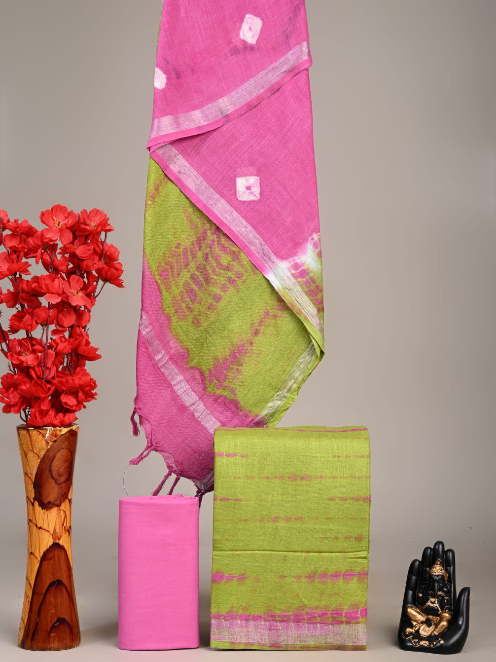 Exclusive Hand Block Linen Suit With Linen Dupatta(VkLS67)