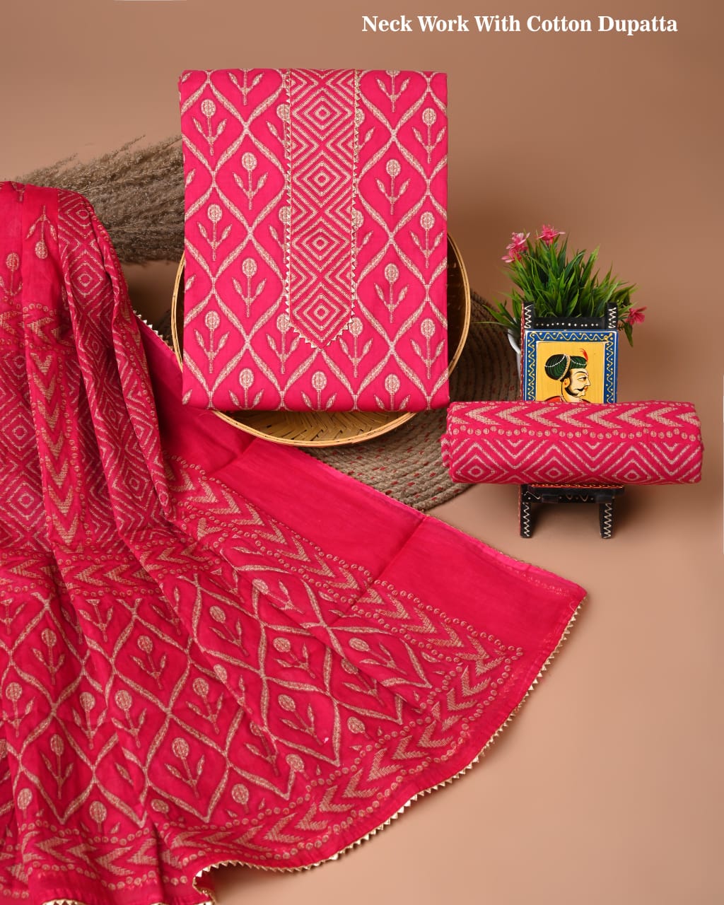 PREMIUM GOTA PATTI COTTON SUIT SET WITH COTTON DUPATTA