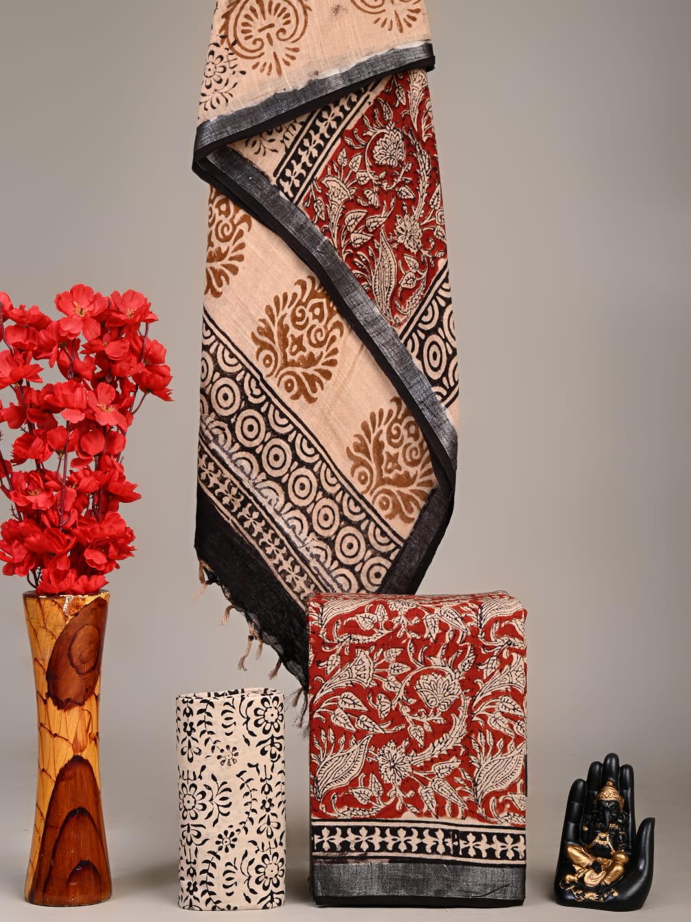 Exclusive Hand Block Linen Suit With Linen Dupatta(VkLS20)