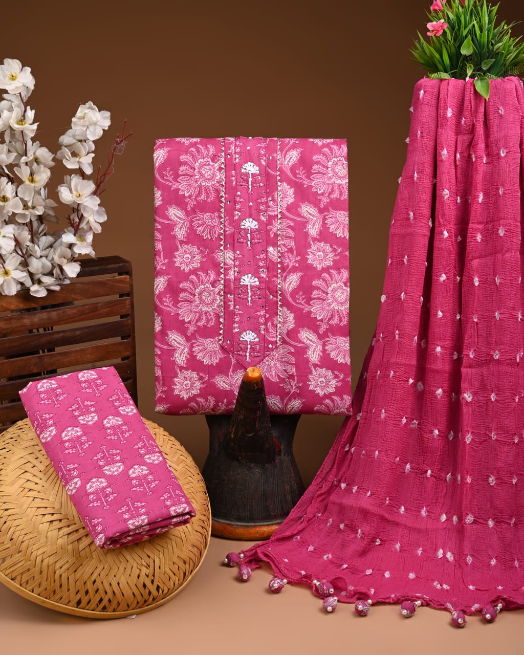 PREMIUM GOTA PATTI COTTON SUIT SET WITH CHIFFON DUPATTA