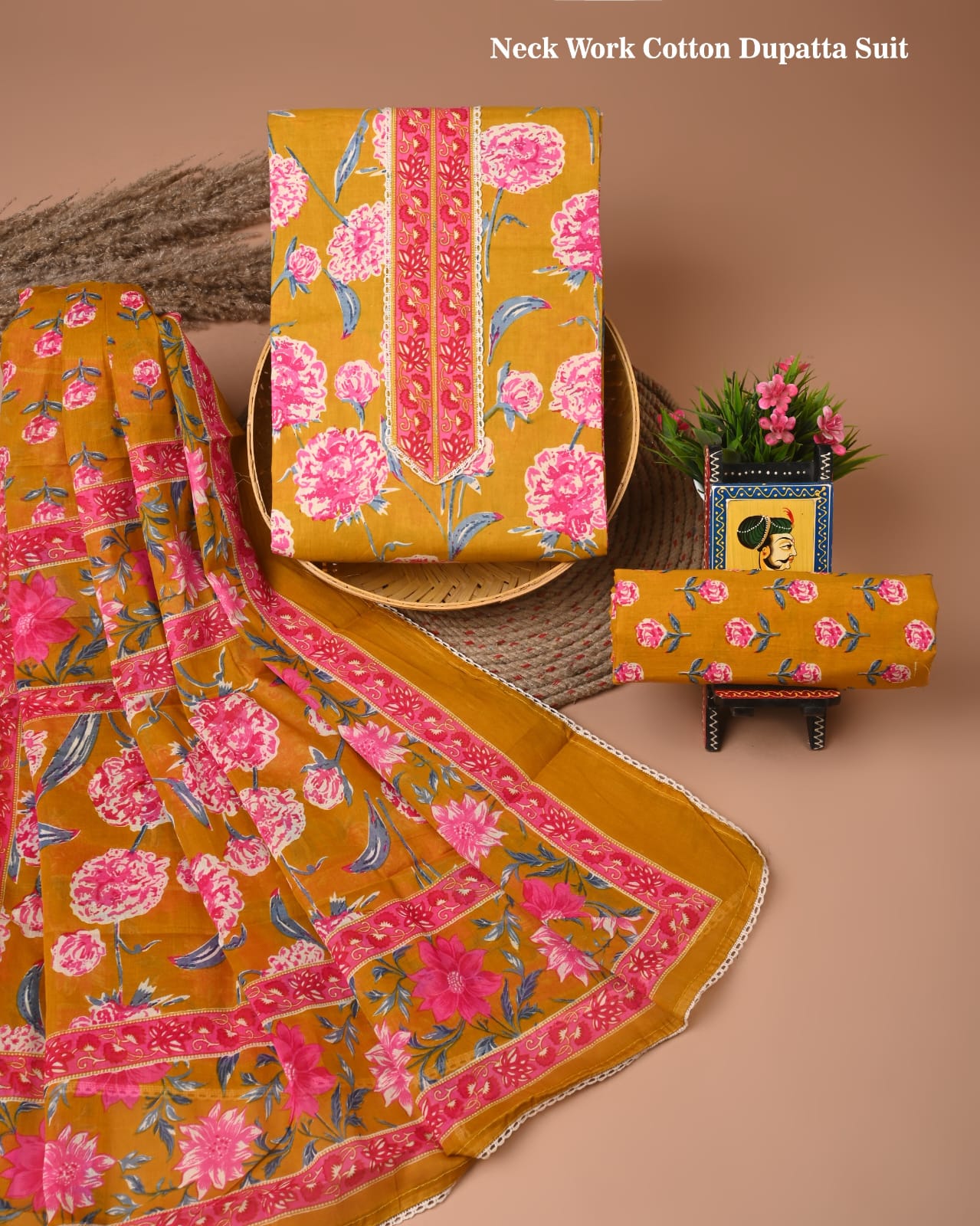 PREMIUM GOTA PATTI COTTON SUIT SET WITH COTTON DUPATTA