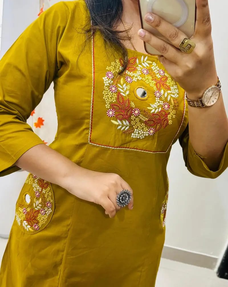 *NEW LAUNCH Stylish embroidery work Ethnic Kurti Palazzo Set*