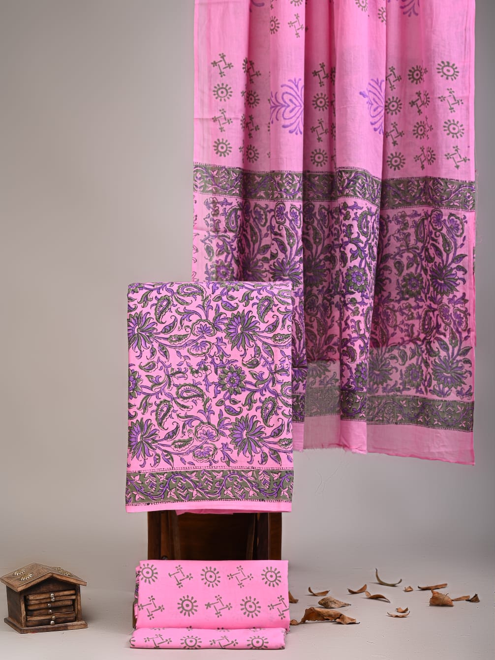 Exclusive Hand Block Cotton Suit With Cotton Dupatta(VKCOT05)