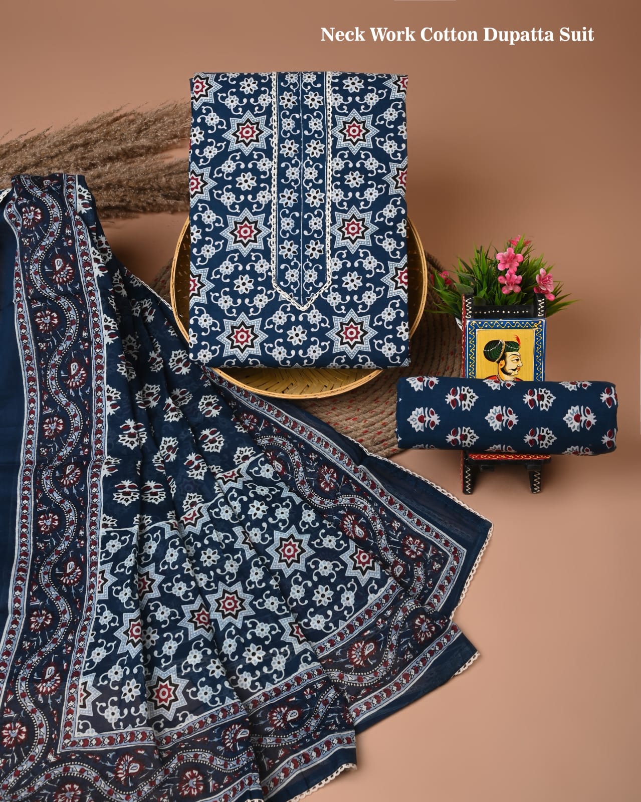 PREMIUM GOTA PATTI COTTON SUIT SET WITH COTTON DUPATTA