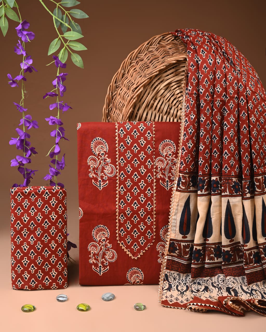 COTTON SUIT WITH GOTA PAATI WORK