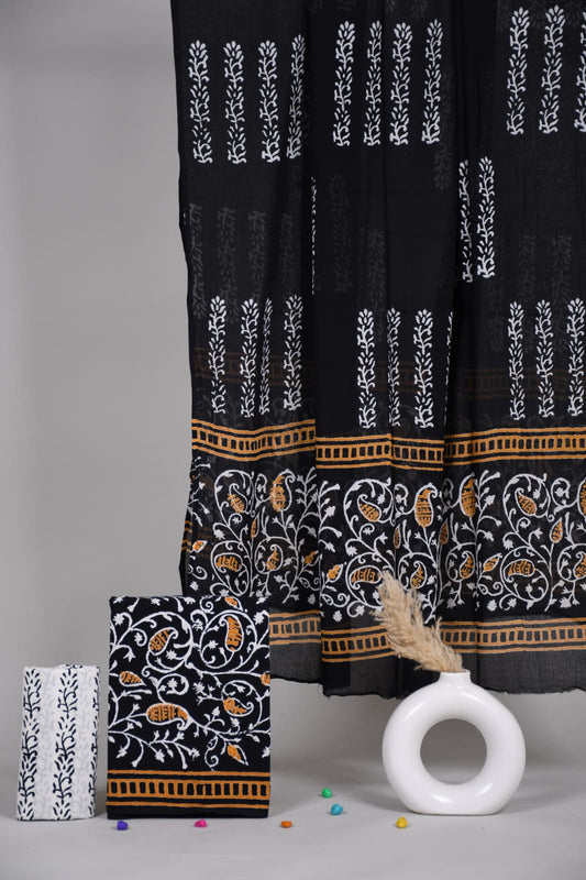 Exclusive Hand Block Cotton Suit With Cotton Dupatta