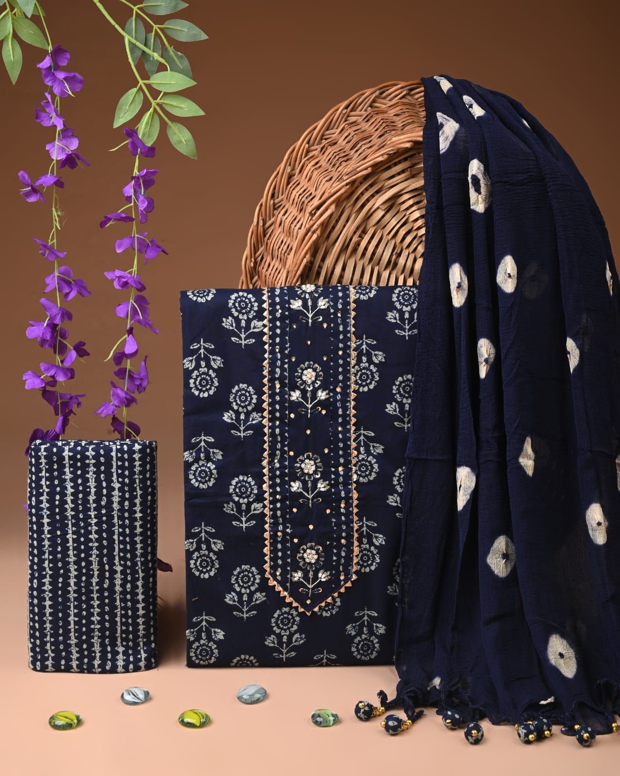 PREMIUM GOTA PATTI COTTON SUIT SET WITH CHIFFON DUPATTA