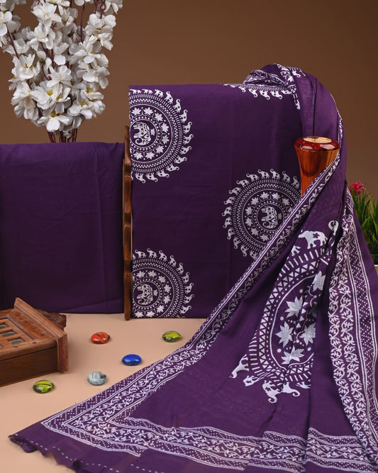 Exclusive Hand Block Cotton Suit With Cotton Dupatta