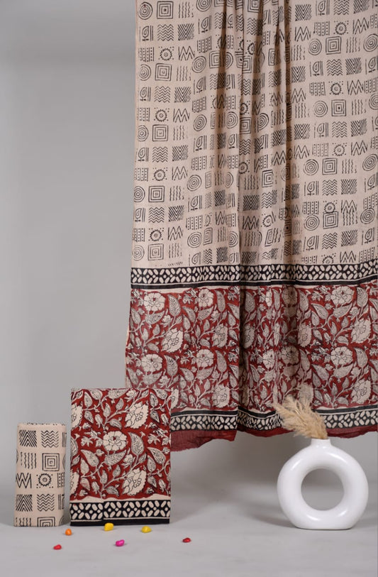 Exclusive Hand Block Cotton Suit With Cotton Dupatta