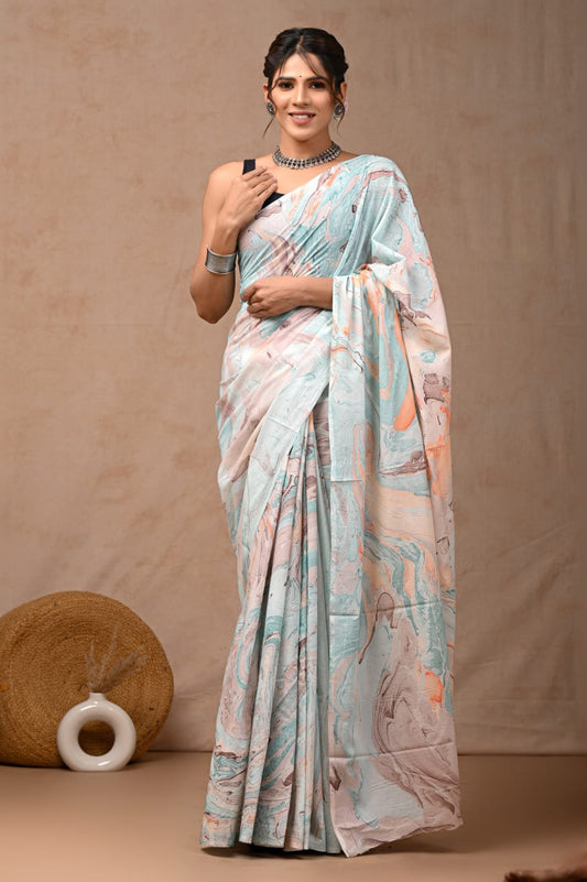 PREMIUM COTTON SAREE WITH BLOUSE PIECE