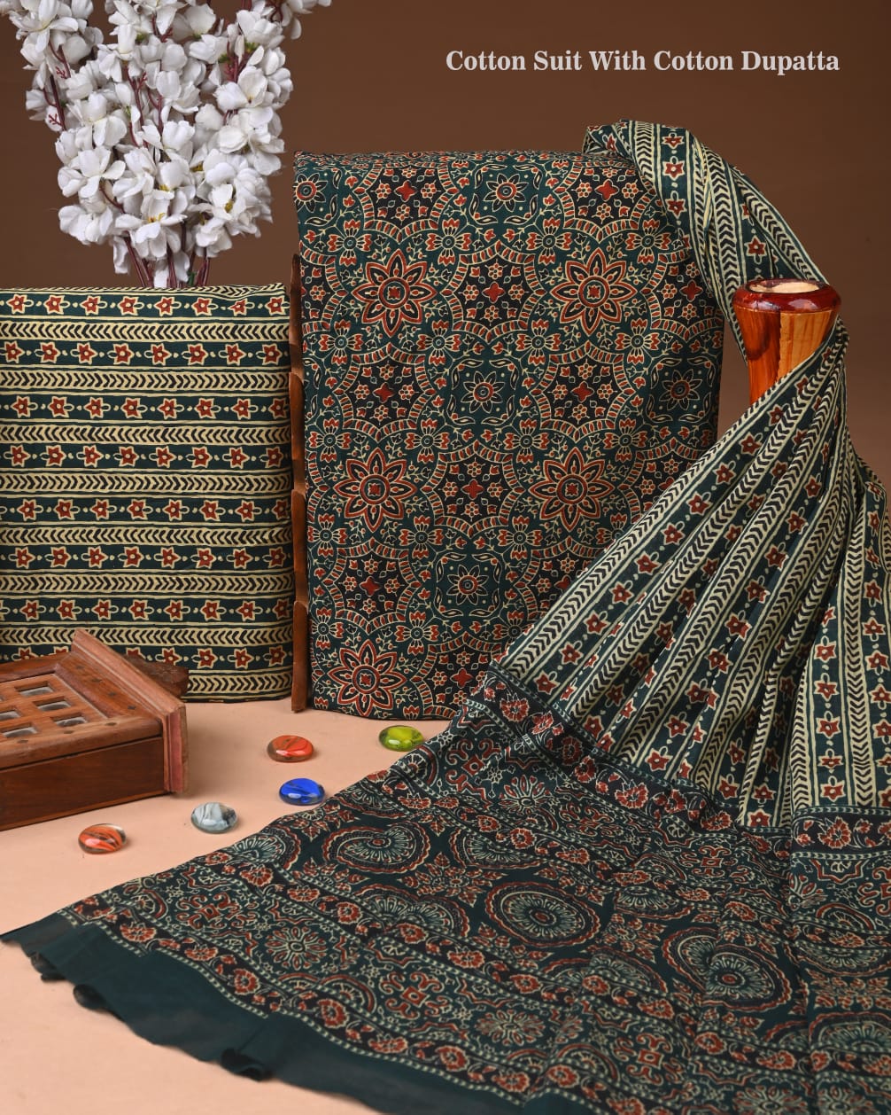 Exclusive Hand Block Cotton Suit With Cotton Dupatta