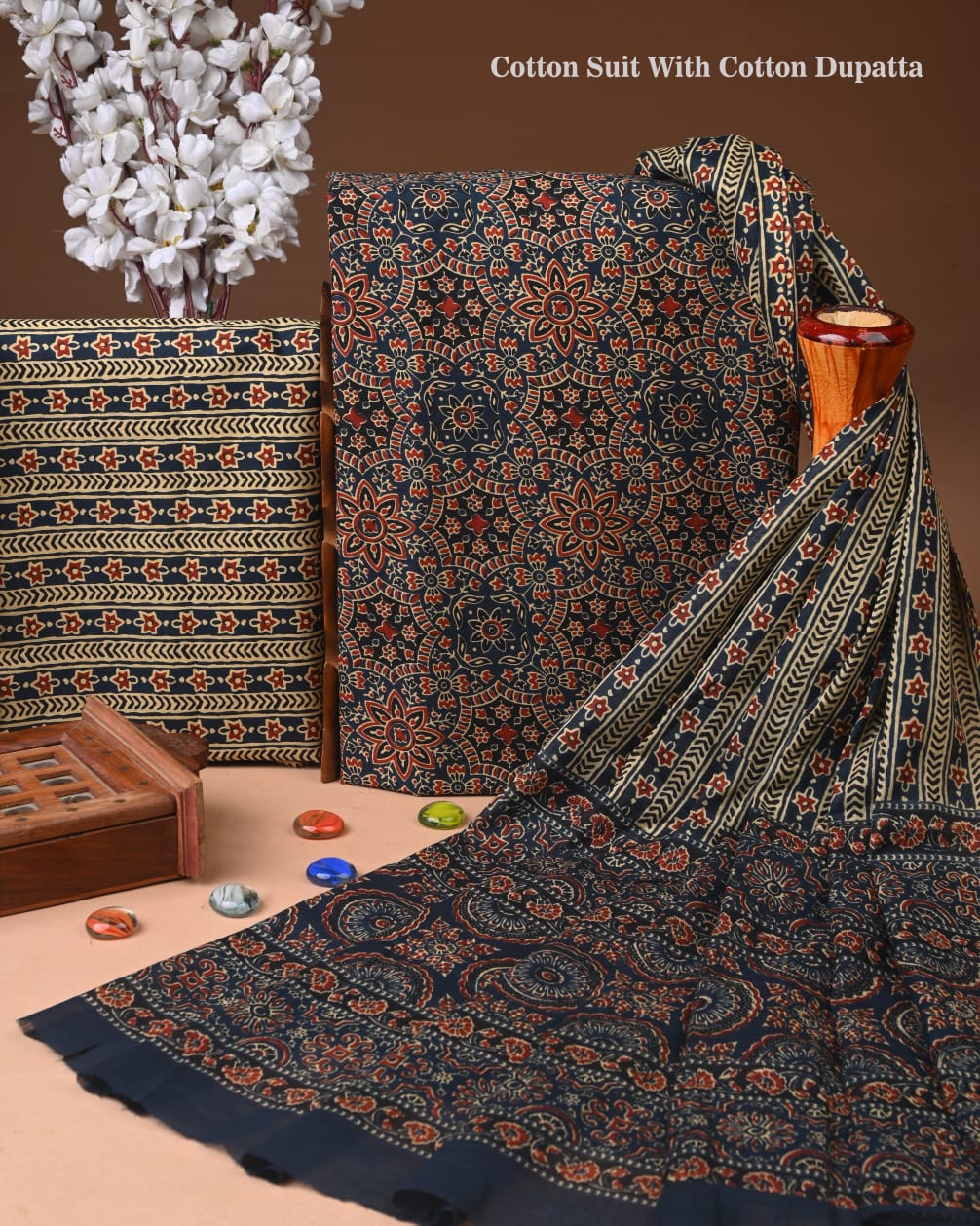 Exclusive Hand Block Cotton Suit With Cotton Dupatta