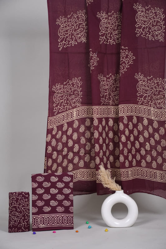 Exclusive Hand Block Cotton Suit With Cotton Dupatta