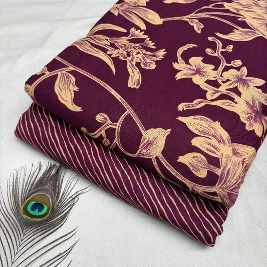 Elegant Hand Block Printed Cotton Top And Bottom Suit Sets