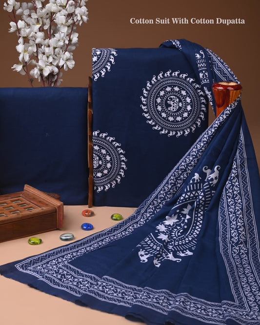 Exclusive Hand Block Cotton Suit With Cotton Dupatta
