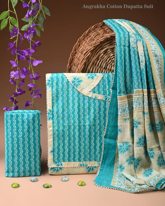 PREMIUM GOTA PATTI COTTON SUIT SET WITH COTTON DUPATTA