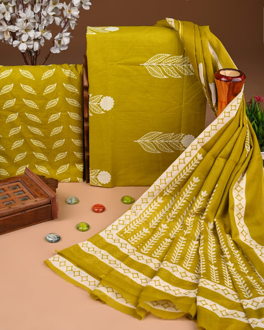 Exclusive Hand Block Cotton Suit With Cotton Dupatta
