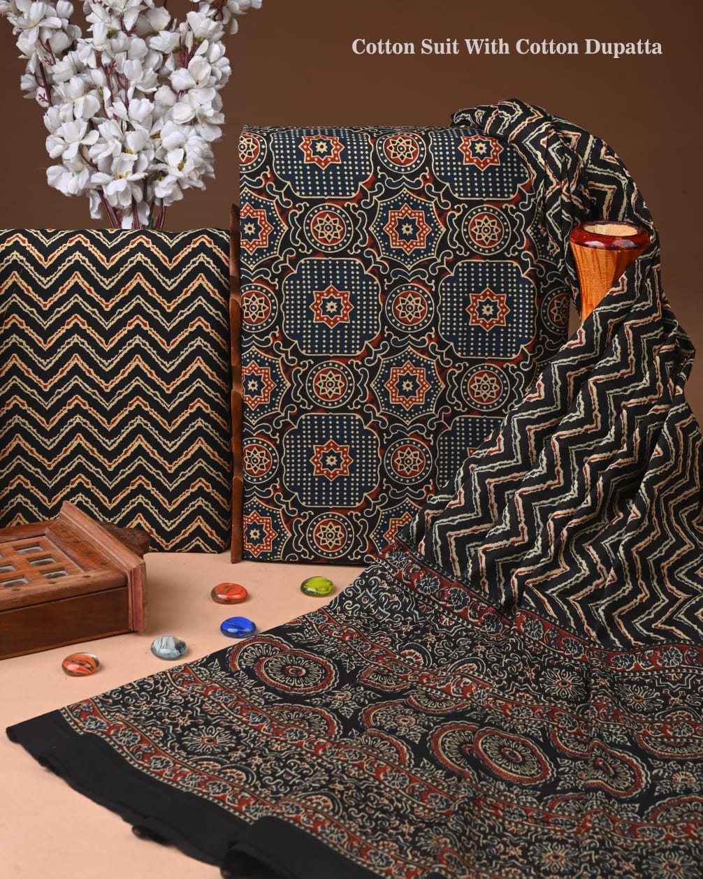 Exclusive Hand Block Cotton Suit With Cotton Dupatta