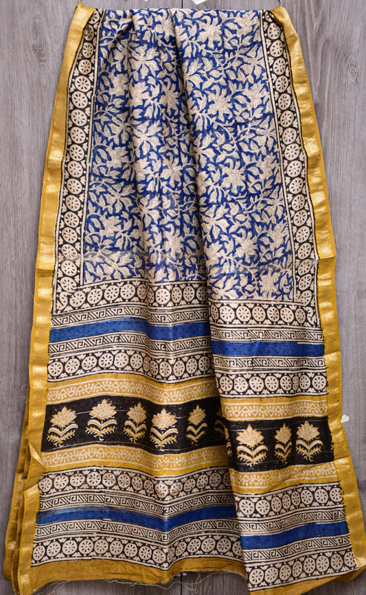 New Designer Hand Block Print Maheshwari Silk Saree