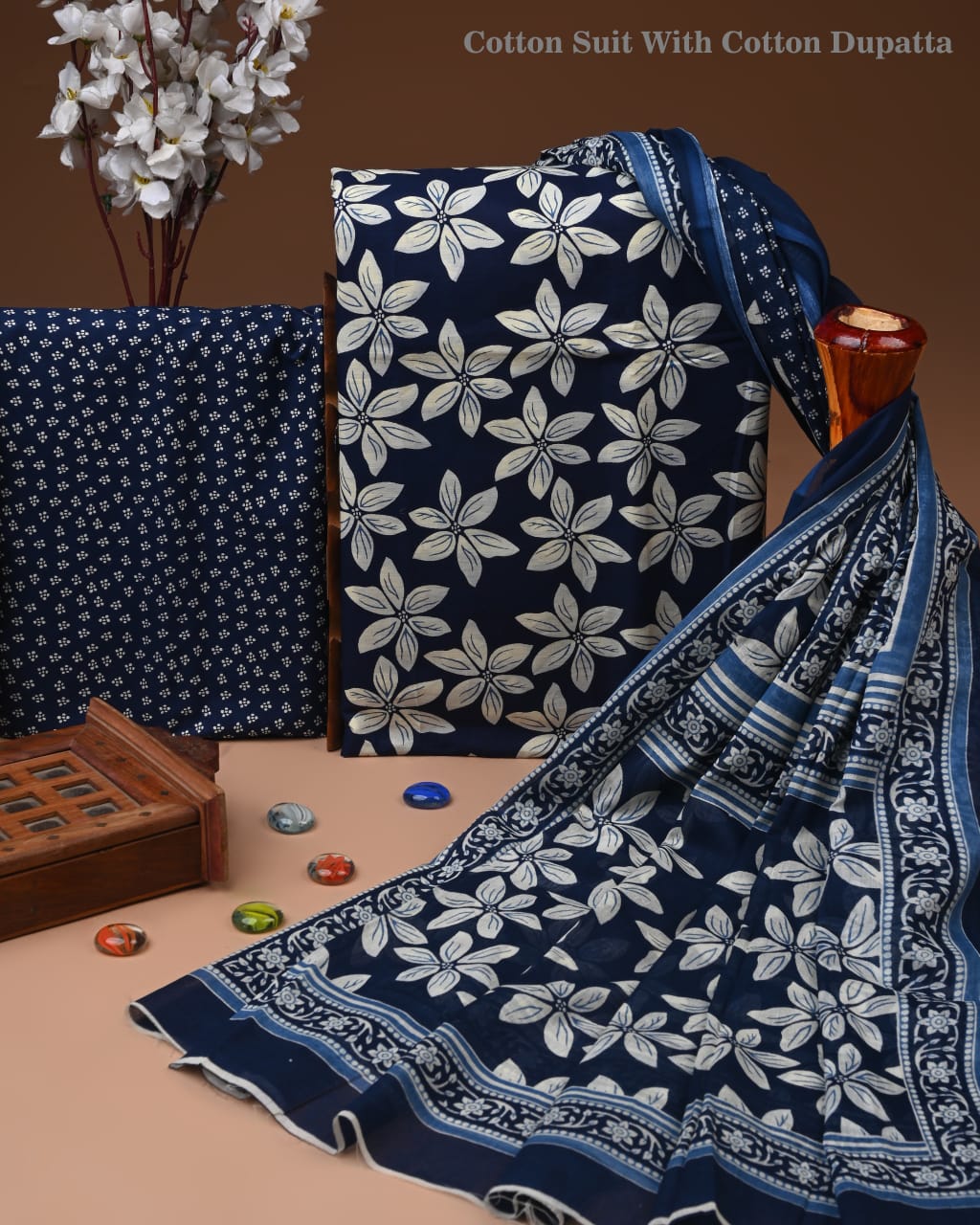 Exclusive Hand Block Cotton Suit With Cotton Dupatta