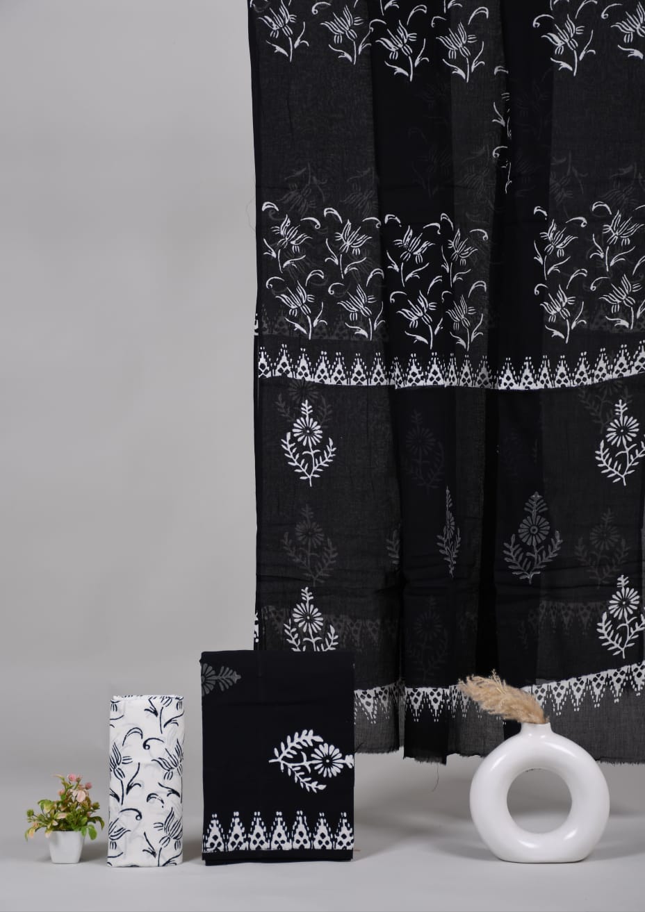 Exclusive Hand Block Cotton Suit With Cotton Dupatta