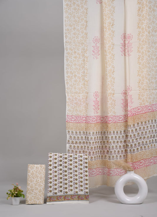 Exclusive Hand Block Cotton Suit With Cotton Dupatta